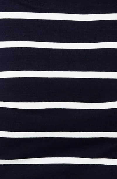 Ripe Maternity Valerie Stripe Long Sleeve Tunic Maternity Sweater Dress In Navy