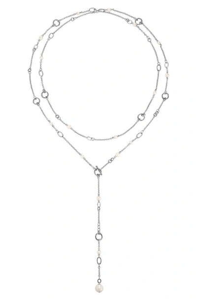Shop John Hardy Classic Chain Sautoir Pearl Y-necklace In Silver