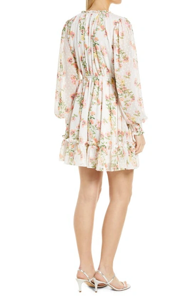 Rachel Parcell Floral Long Sleeve Cotton Gauze Minidress In Ivory Poppy Vine