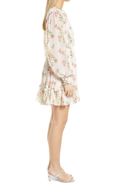 Rachel Parcell Floral Long Sleeve Cotton Gauze Minidress In Ivory Poppy Vine