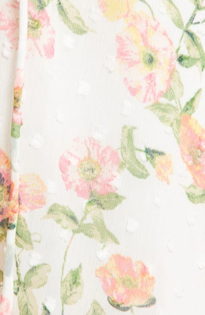 Rachel Parcell Floral Long Sleeve Cotton Gauze Minidress In Ivory Poppy Vine