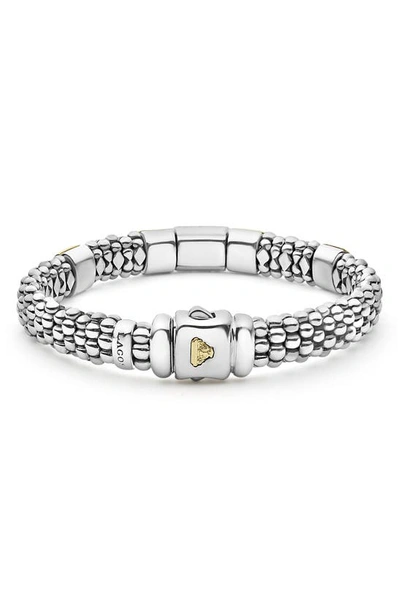 Shop Lagos Caviar Pavé Diamond Bracelet In Silver