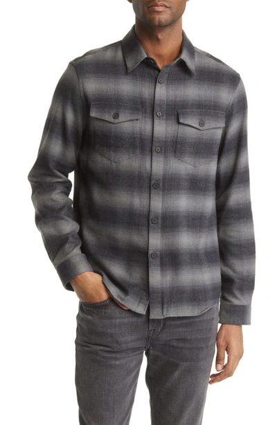 Shop Frame Plaid Cotton Flannel Shirt In Noir / Grey
