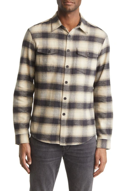 Shop Frame Plaid Cotton Flannel Shirt In Noir / Light Beige