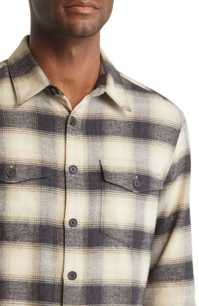 Shop Frame Plaid Cotton Flannel Shirt In Noir / Light Beige
