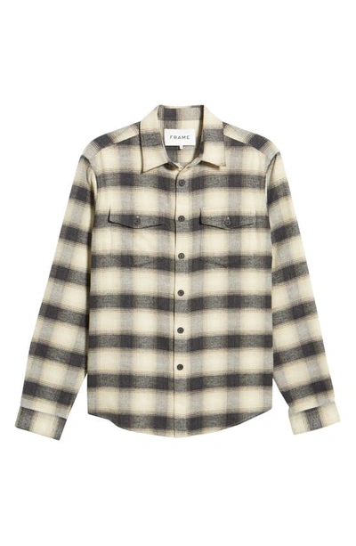 Shop Frame Plaid Cotton Flannel Shirt In Noir / Light Beige