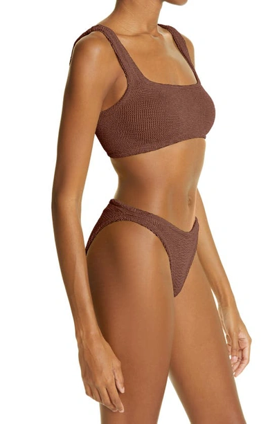 Hunza G Xandra Metallic Cocoa Two-piece Bikini In Metallic Cocoa