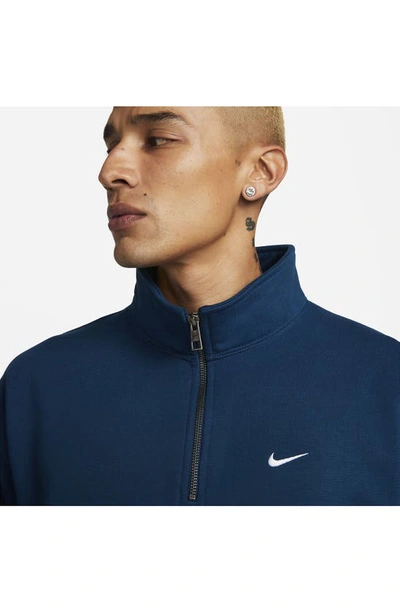 Shop Nike Solo Swoosh Oversize Quarter Zip Sweatshirt In Valerian Blue/ White