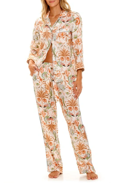Shop The Lazy Poet Emma Peach Jungle Linen Pajamas In Pink
