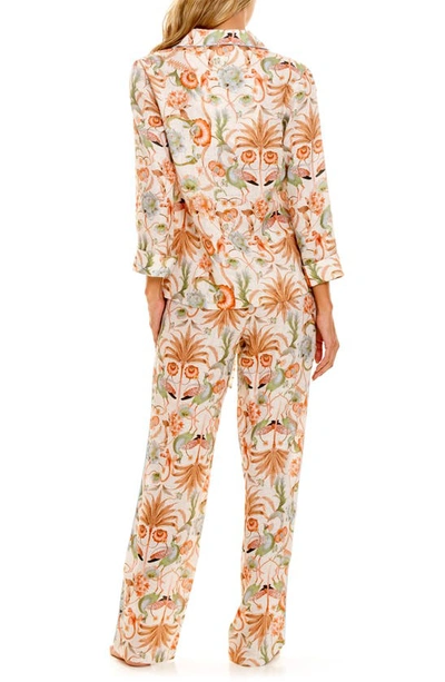Shop The Lazy Poet Emma Peach Jungle Linen Pajamas In Pink