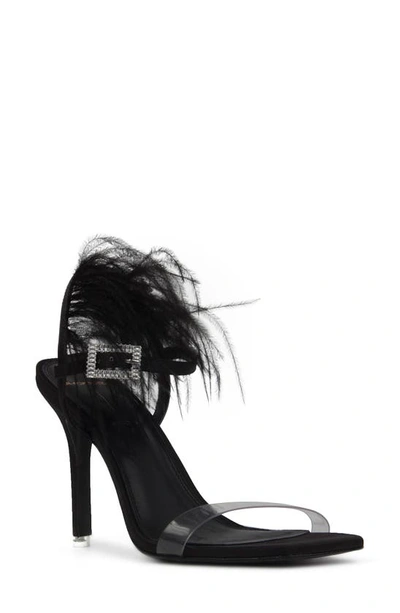 Shop Black Suede Studio Trinity Square Toe Sandal In Black Pvc / Satin