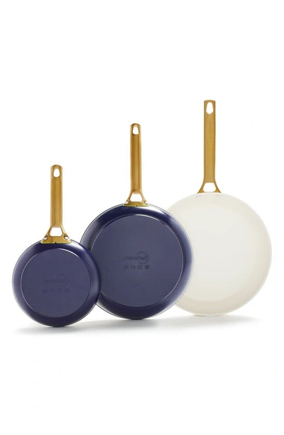 Shop Greenpan Reserve Set Of 3 Nonstick Ceramic Frying Pans In Twilight Blue