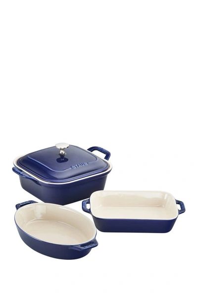 Shop Staub 4-piece Ceramic Baking Dish Set In Dark Blue
