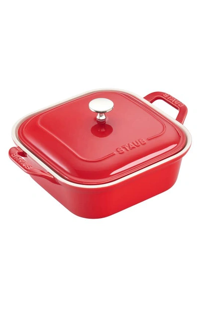 Shop Staub 4-piece Ceramic Baking Dish Set In Cherry