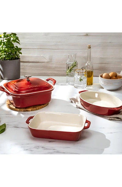 Shop Staub 4-piece Ceramic Baking Dish Set In Cherry