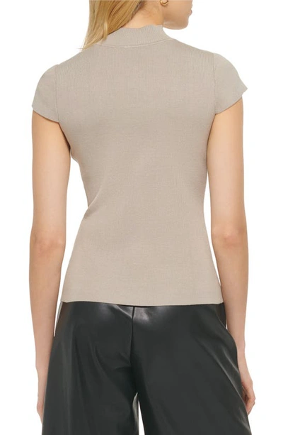 Shop Dkny Cap Sleeve Mock Neck Sweater In City Khaki