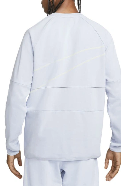Shop Nike French Terry Cotton Blend Crewneck Sweatshirt In Blue Whisper/ Lemon Chiffon