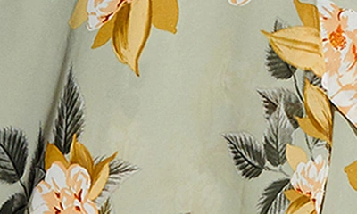 City Chic Magnolia Floral Print Tie Waist Maxi Dress In Green