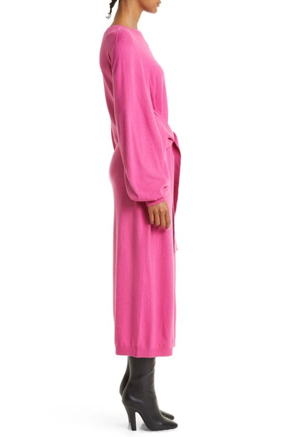 Shop Ted Baker Essya Slouchy Long Sleeve Tie Waist Sweater Dress In Bright Pink