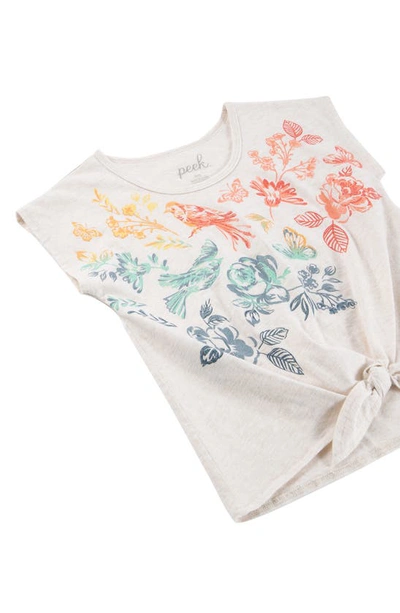 Shop Peek Aren't You Curious Kids' Rainbow Butterfly Cotton Graphic Tee In Oatmeal