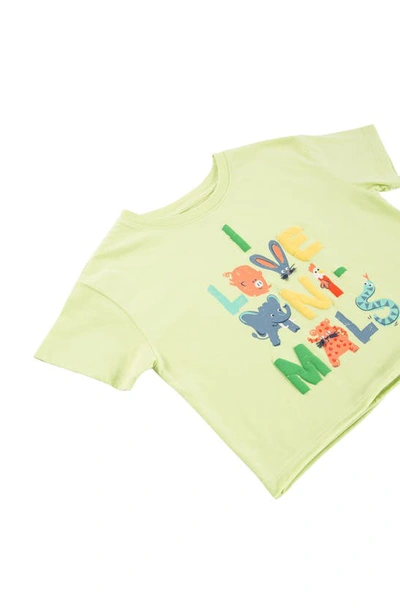 Shop Peek Aren't You Curious Kids' I Love Animals Cotton Graphic Tee In Green
