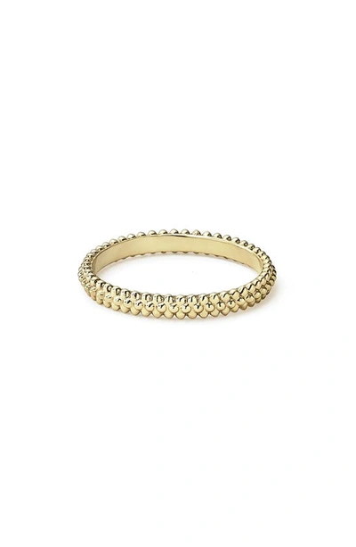 Shop Lagos Caviar Beaded Stacking Ring In Yellow Gold