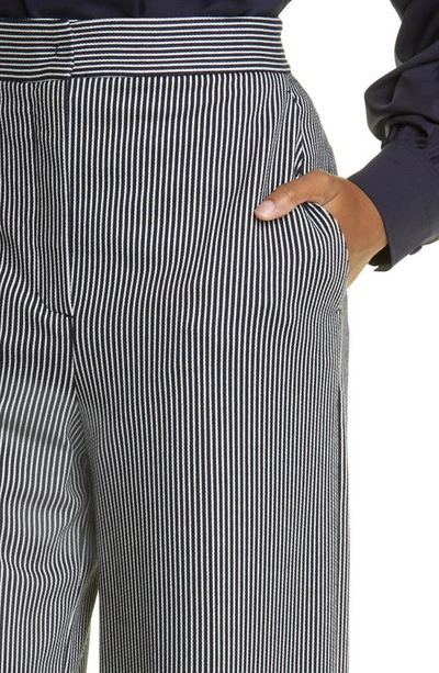 Shop Max Mara Anfora Stripe Straight Leg Trousers In Ultramarine