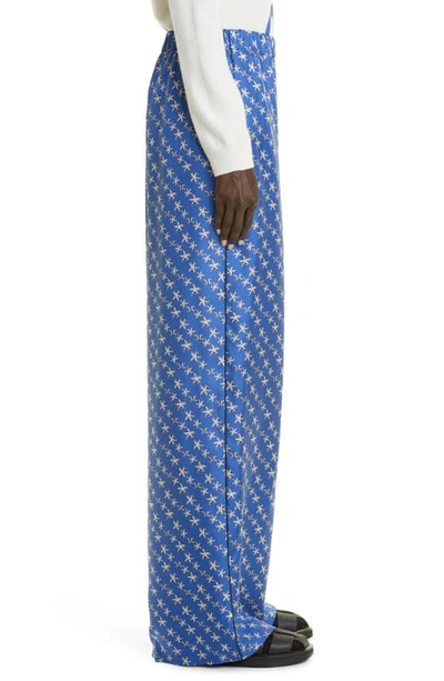 Shop Max Mara Anversa Wide Leg Silk Trousers In Cornflower Blue