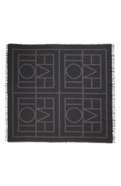 Shop Totême Monogram Wool & Cashmere Fringe Scarf In Dark Grey Monogram