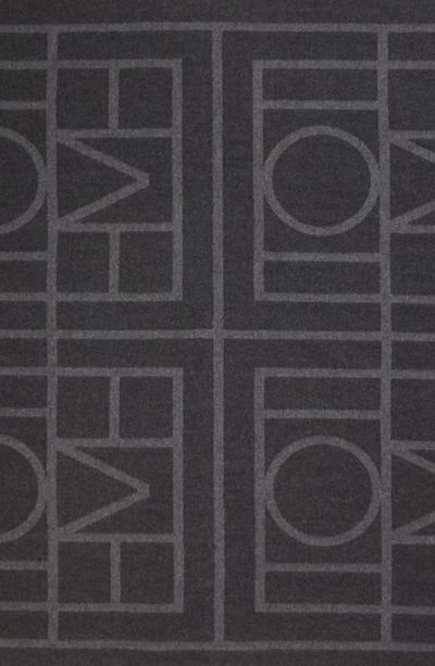Shop Totême Monogram Wool & Cashmere Fringe Scarf In Dark Grey Monogram