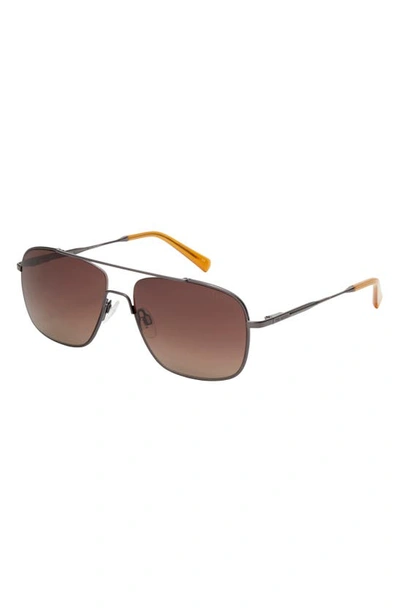 Shop Ted Baker 57mm Polarized Navigator Sunglasses In Dark Gunmetal