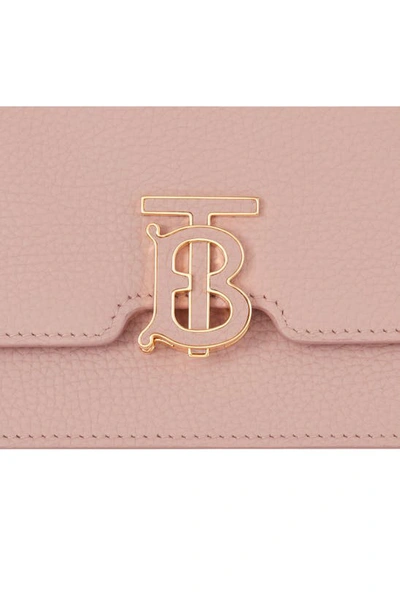 Shop Burberry Mini Tb Leather Shoulder Bag In Dusky Pink