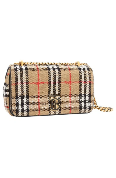 Shop Burberry Small Lola Woven Check Crossbody In Archive Beige