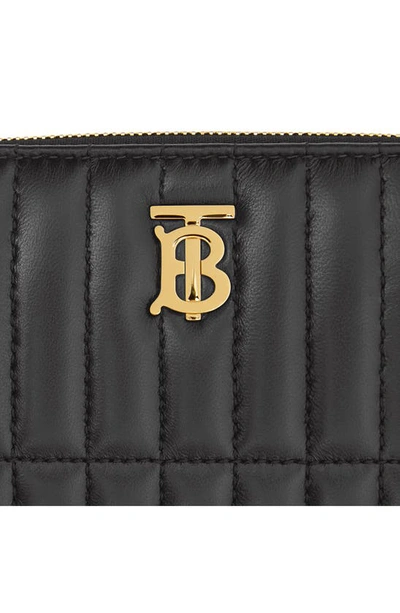 Shop Burberry Lola Quilted Leather Wallet In Black / Light Gold