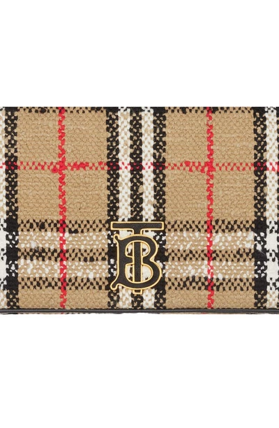 Shop Burberry Small Lola Woven Check Crossbody In Archive Beige
