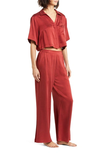 Shop Lunya High Waist Washable Silk Pajamas In Morana Crimson