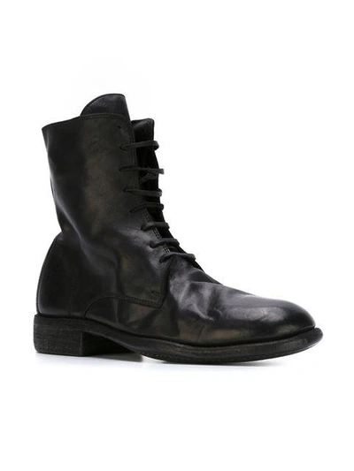 Shop Guidi Distressed Lace-up Boots - Black