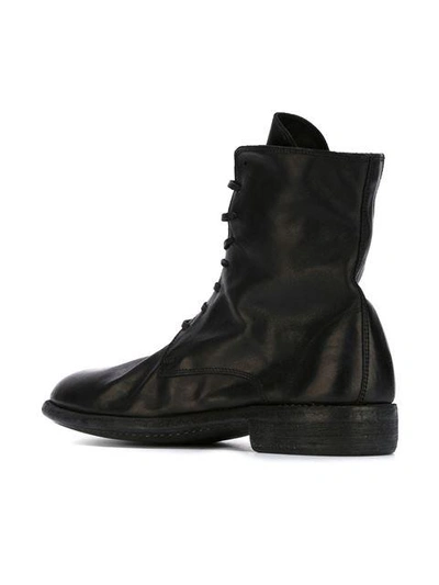 Shop Guidi Distressed Lace-up Boots - Black