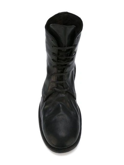 Shop Guidi Distressed Lace-up Boots - Black