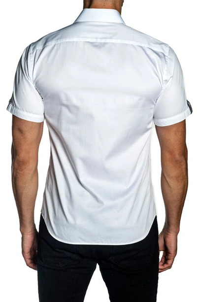 Shop Jared Lang Trim Fit Short Sleeve Button-up Shirt In White