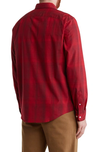 Shop Original Penguin Plaid Long Sleeve Button-down Shirt In Scarlet Sage