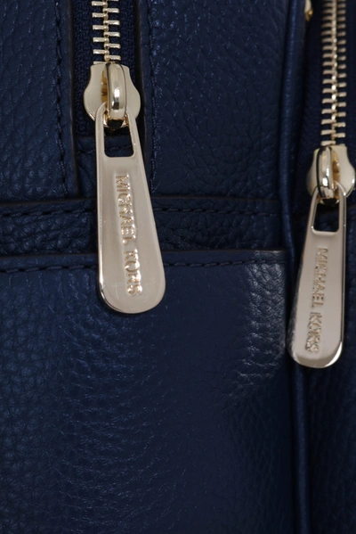 Shop Michael Kors Elegant Leather Abbey Backpack In Navy Women's Blue In Navy Blue