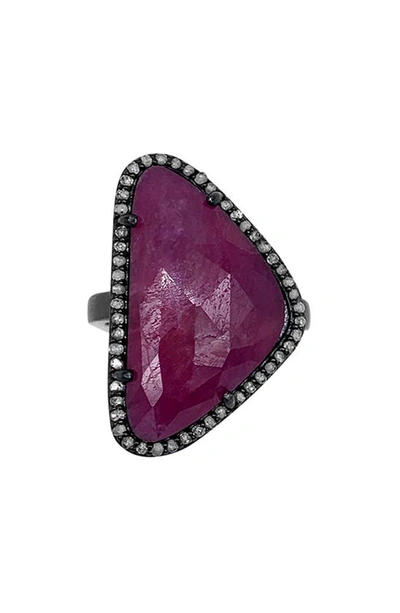 Shop Adornia Sterling Silver Ruby & Diamond Ring In Pink