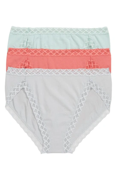 Shop Natori Bliss 3-pack French Cut Briefs In Mint/ Dusk/ Pink