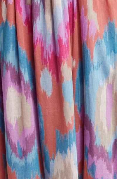 Shop Banjanan Hannah Watercolor Print Ruffle Midi Dress In Amber Multi