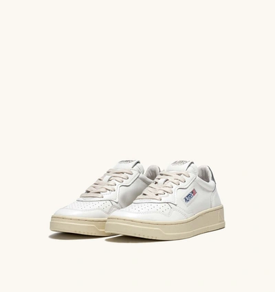 Shop Autry Men Medalist Low 01 Leather Sneakers In White Silver