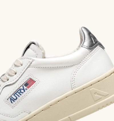 Shop Autry Men Medalist Low 01 Leather Sneakers In White Silver