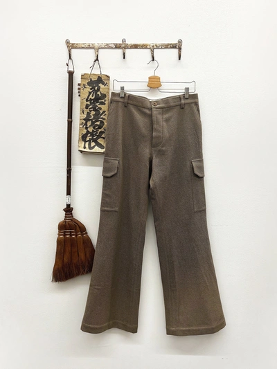 Shop Aviva Jifei Xue Side Pockets Flare Pants In Warm Grey