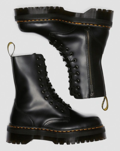 Shop Dr. Martens' Dr. Martens Jadon Hi Polished Smooth Leather Platform Boots In Black