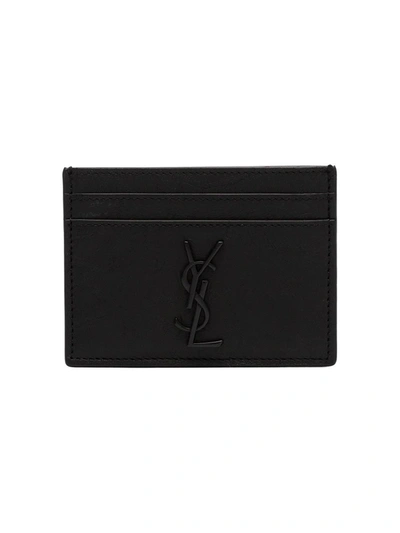 Shop Saint Laurent Monogramme Credit Card Holder In Black